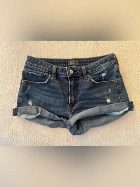 Abercrombie & Fitch Women’s Dark Blue Denim Roll-Cuff Shorts Size 27